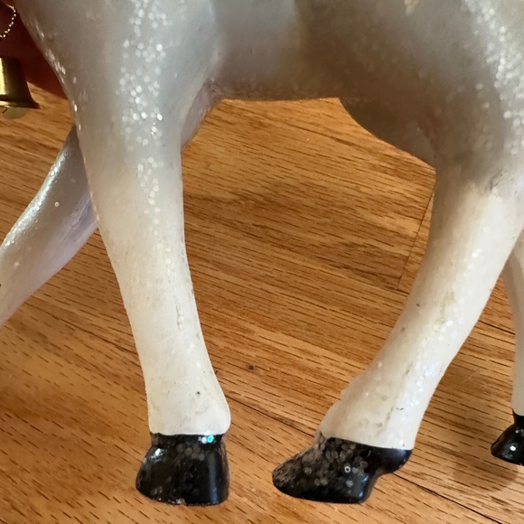 Retro Gray Blue Christmas Deer Glitter Red Bow 10" - Picture 12 of 12